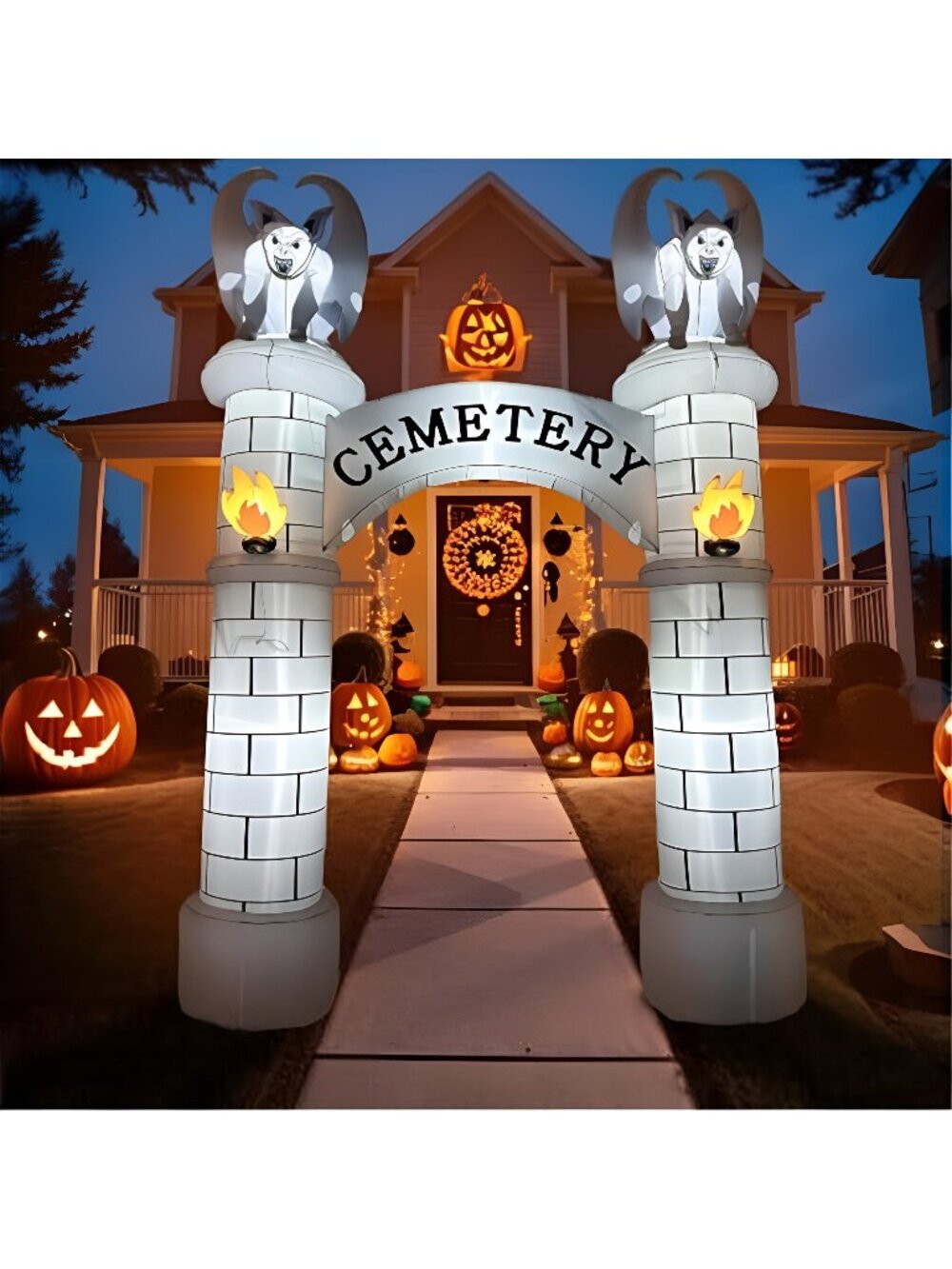 10FT Halloween Inflatables Outdoor, Cemetery Halloween Archway